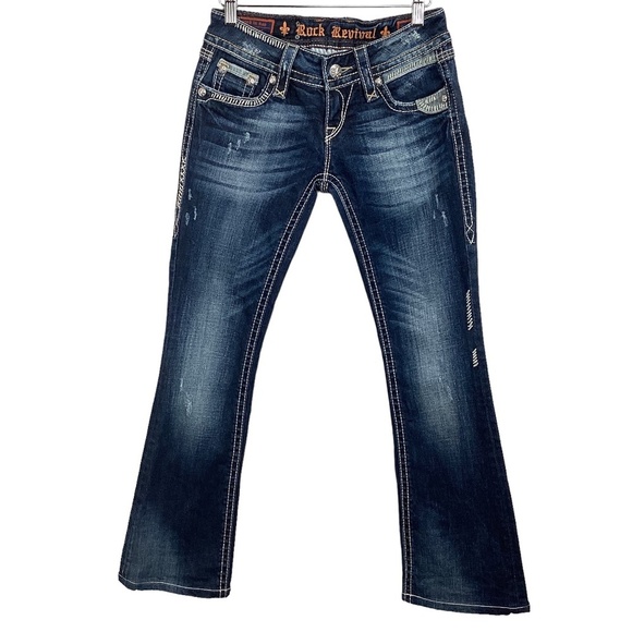 Rock Revival Alanis Boot Jeans size 26 Bootcut Low-rise Altered to‎ 29 inseam - Picture 1 of 11